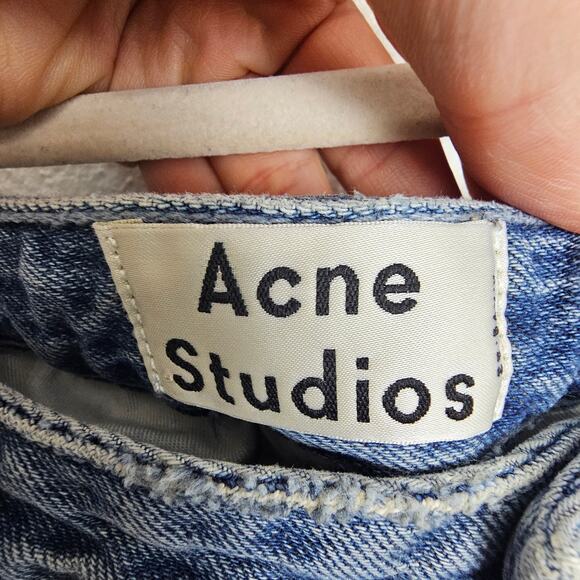 Acne Studios Womens Pop Trash Distressed Straight Cropped Jeans Sz 38 US 29/30 - Picture 6 of 11